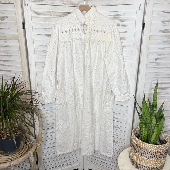 AMANDA STEWART COUNTRY Women's VINTAGE Cotton Flannel Sleep Dress Rosebud XL - Picture 3 of 12
